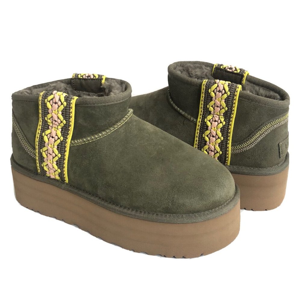 UGG Olive Ankle Boots with Tan Sole